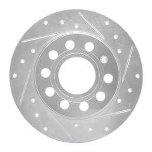 Audi A3 Brake Rotor (1) - Rear Right - R1 Concepts - Drilled & Slotted - Silver - `10-`19